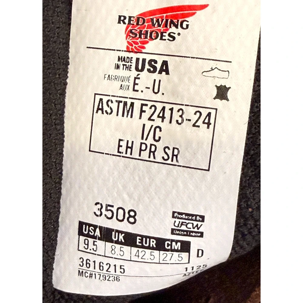 NEW RED WING 3508 SUPERSOLE 2.0 8-INCH CSA SAFETY TOE BOOTS SZ 9.5 D